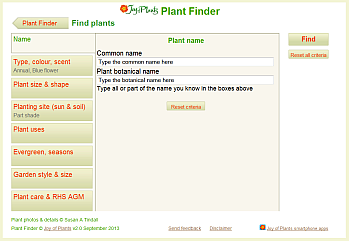 Plant Finder Find page