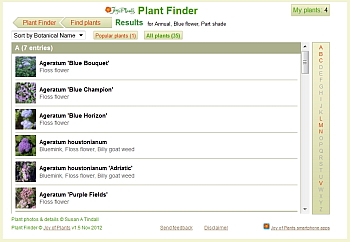 JOP Plant Finder Results