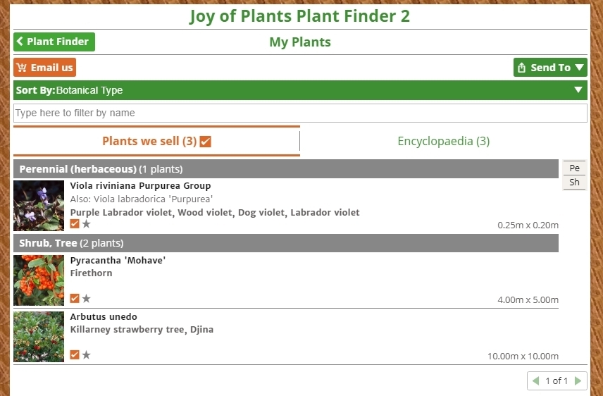 Joy of Plants Plant Finder 2 My Plants